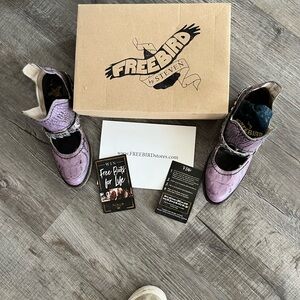 Freebird by Steven Purple Leather Mary Jane Shoes with Braided Strap